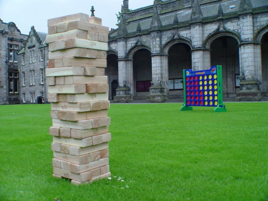 Premier Disco wedding day giant games supported by our Edinburgh DJ