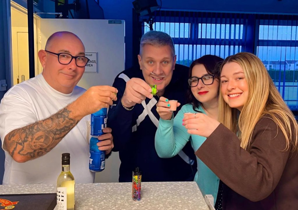Jenna, Steve, Kenny and Charlie enjoying the charity fun night at Macmerry Bowling Club, East Lothian — hosted by Premier Disco, 10 May 2026