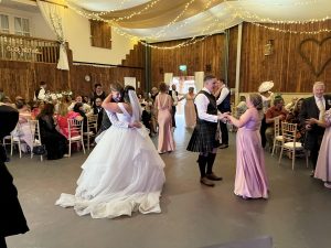 Wedding first dance opening to guests at Walled Garden Kincardine — bride and groom