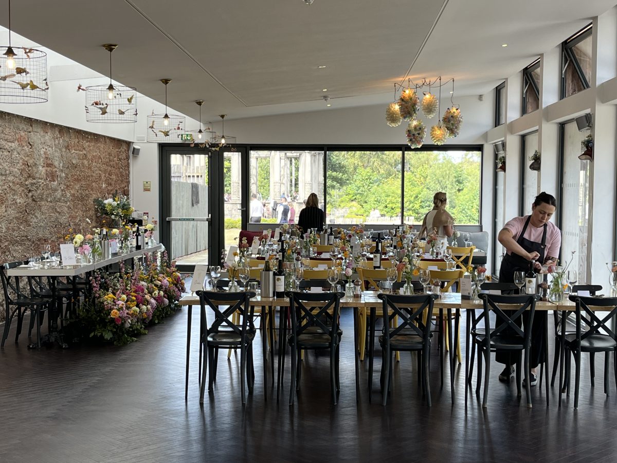 Dining room set up at Restoration Yard, Dalkeith Country Park