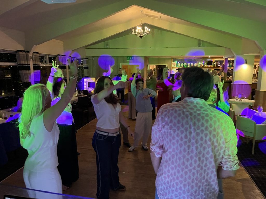 Wide view of the packed dance floor at Heather's 50th birthday, Craigie Hill Golf Club